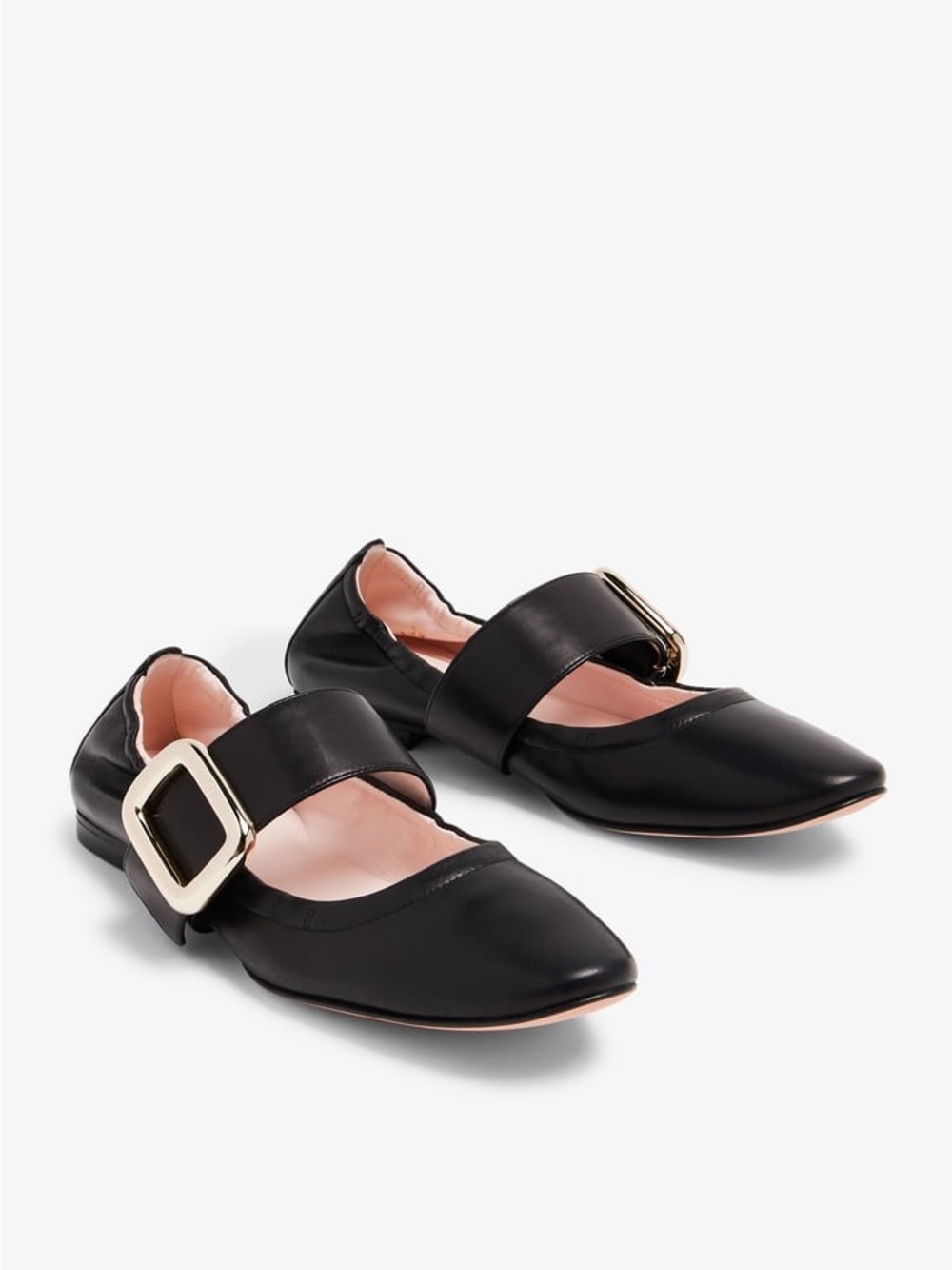 Roger Vivier Black Viv' Choc Babies Ballerinas with Gold Buckle